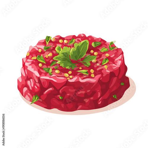 Minimalist 2D vector icon representation of a Steak Tartare, displayed on a pure white background