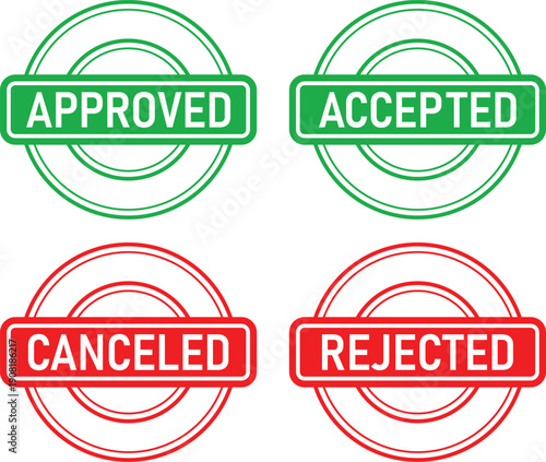 Approved Accepted Canceled Rejected Stamp Vector Icons