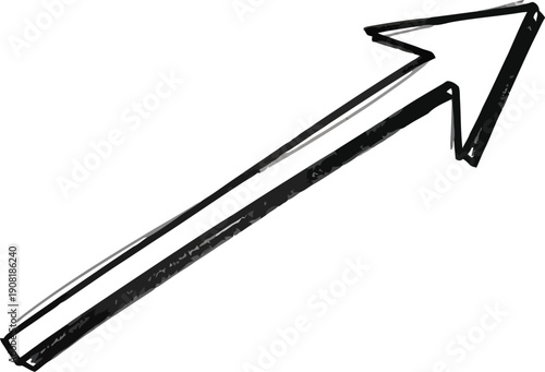 A simple black and white arrow pointing upwards to the right