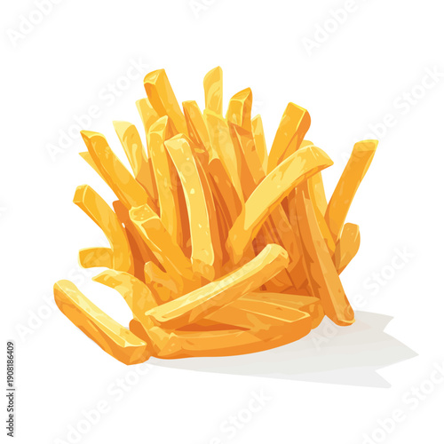 2D flat vector graphic of a French Fries in icon style, isolated on white background