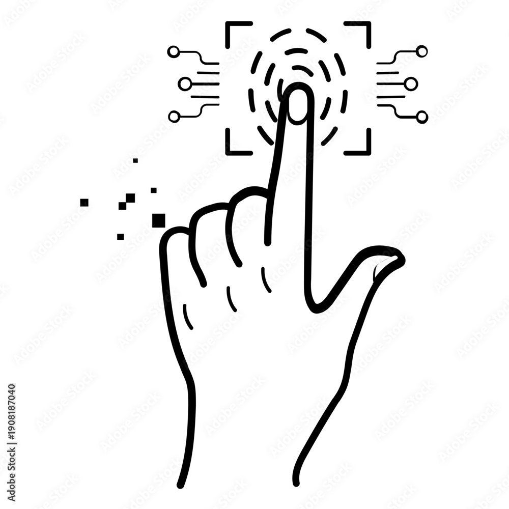 Obraz premium touch based identity verification concept, digital fingerprint recognition vector icon design, one touch user identity validation stock illustration