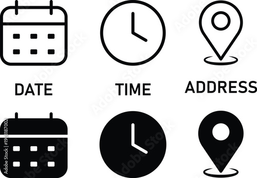 Event Detail Vector – Calendar Clock Location Icons