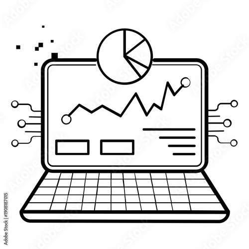 real time analytics dashboard concept, financial growth and insights vector icon design, machine learning data analysis stock illustration