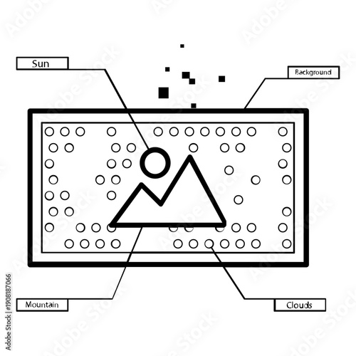 image components in computer vision concept,  object detection and scene analysis vector icon design, visual pattern recognition system stock illustration