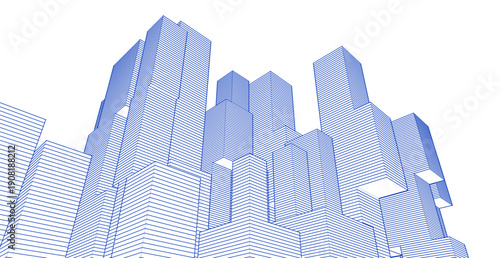abstract architecture modular forms 3d illustration