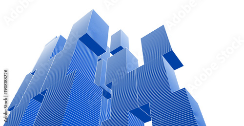 abstract architecture modular forms 3d illustration