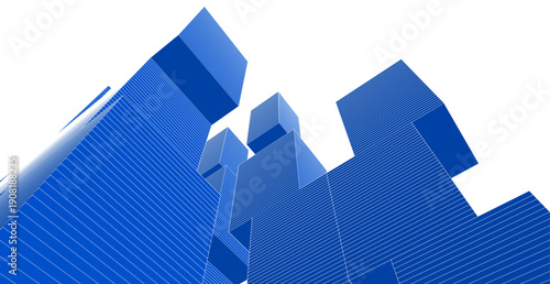 abstract architecture modular forms 3d illustration