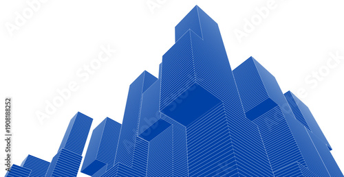 abstract architecture modular forms 3d illustration