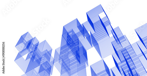 abstract architecture modular forms 3d illustration