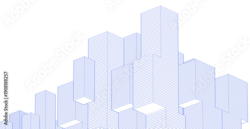 abstract architecture modular forms 3d illustration