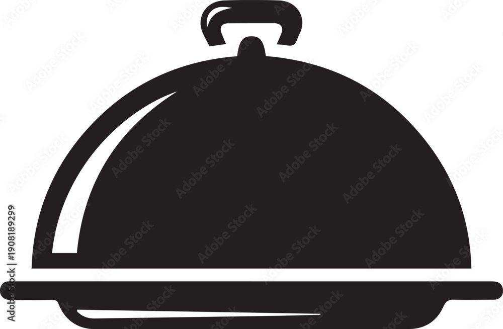 Obraz premium Vector bell icon illustration of a bell featuring a silver cloche platter and chef hat symbol for restaurant menu service design