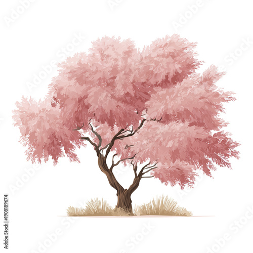 Minimalist 2D vector icon representation of a Tamarisk Tree, displayed on a pure white background