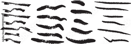 Thin Ink Brush Stroke Grunge Vector Elements Set