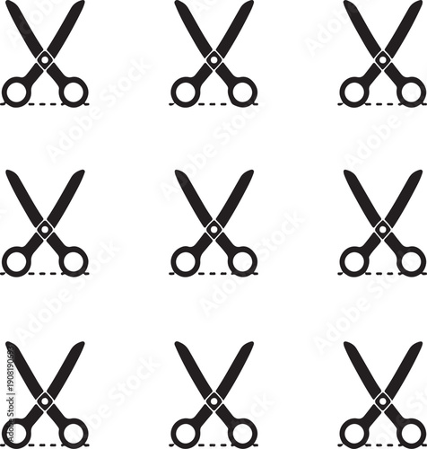 Scissors icon flat and stroke style pack on white background. Vector illustrations