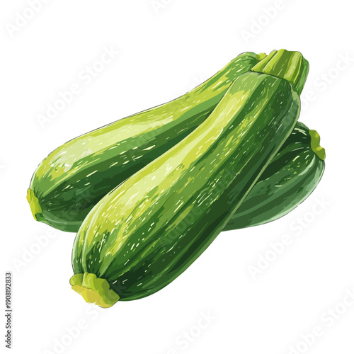 Zucchini, 2D flat vector illustration in icon style, isolated on a white background