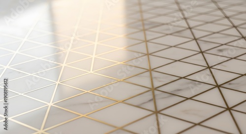 A close-up view of a grid pattern on a marble surface with gold inlays, showcasing intricate design and texture