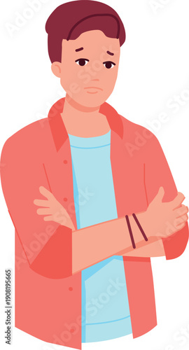 Sad guy. Young man with worried face expression