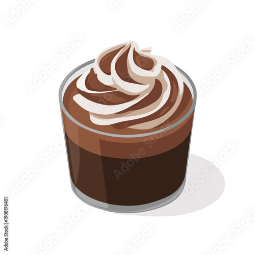 2D flat vector graphic of a Chocolate Mousse in icon style, isolated on white background