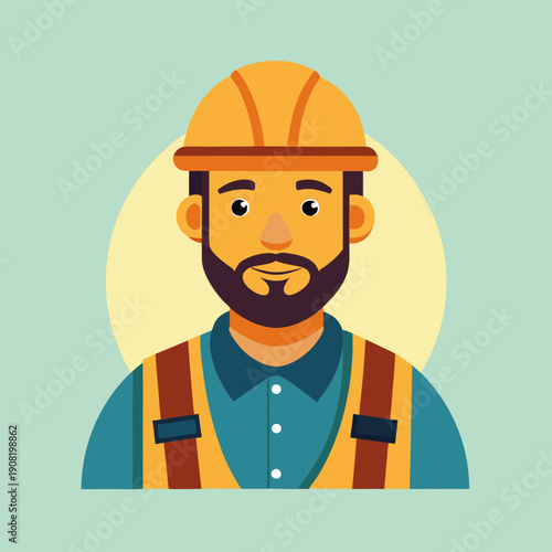 Construction worker wearing hardhat and safety vest