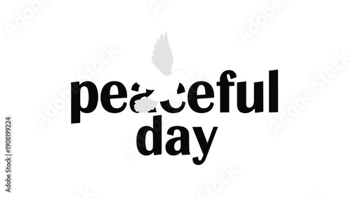 A powerful message of serenity and calm conveyed through elegant typography featuring a symbolic dove illustration for a truly peaceful and