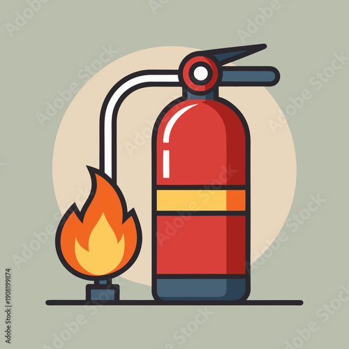 Red Fire Extinguisher Fighting Flame