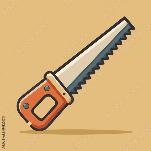 Stylized Hand Saw Tool Illustration