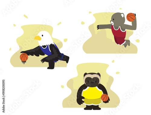 Basketball Cartoon Character Puma Eagle Wolverine Side