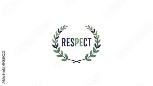 Emblem of respect and honor, featuring a stylish laurel wreath encompassing the word. This graphic conveys strong positive values and recognition in