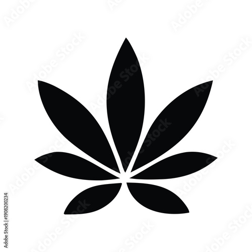 Simple Black Marijuana Leaf Icon A Symbol of Nature and Wellness