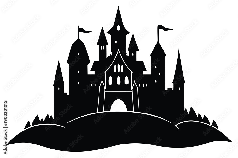 Obraz premium Castle vector silhouette Single collection 
