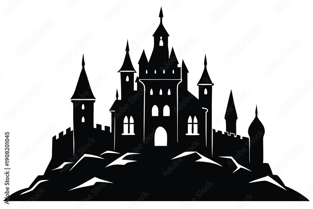 Obraz premium Castle vector silhouette Single collection 