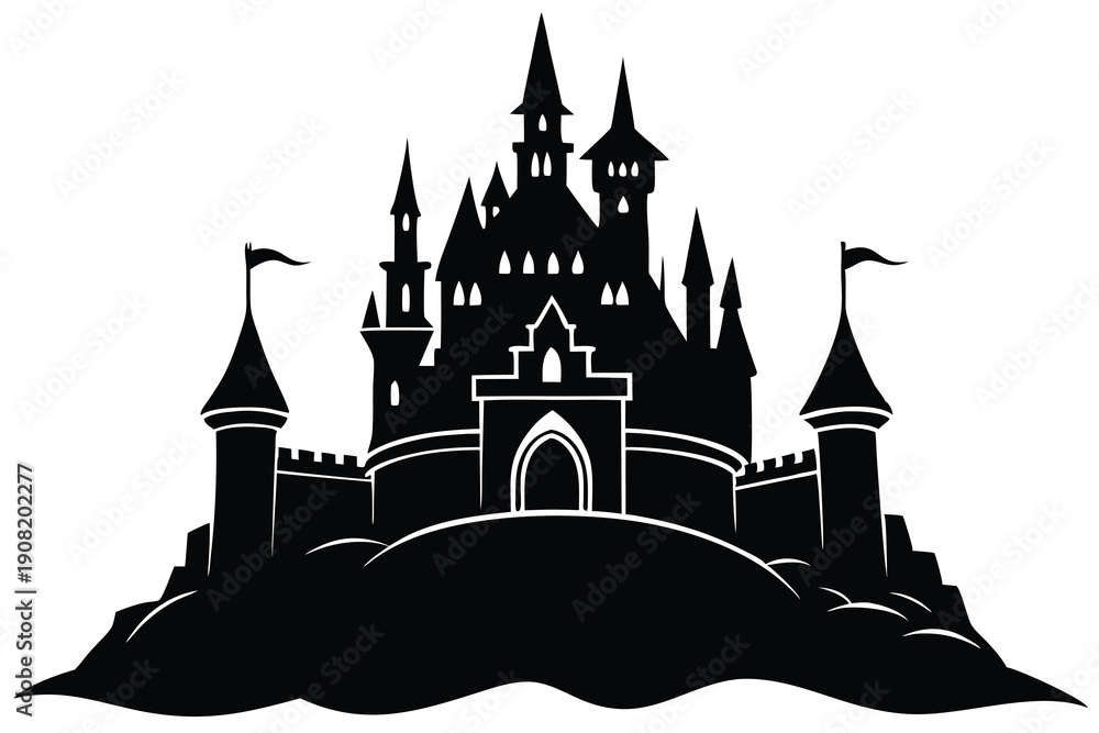 Obraz premium Castle vector silhouette Single collection 