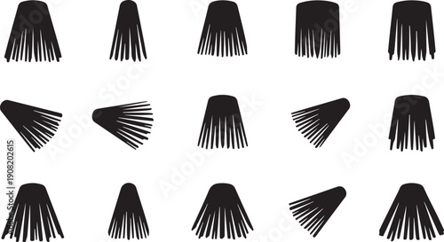 Collection of black eyelash extensions on white background