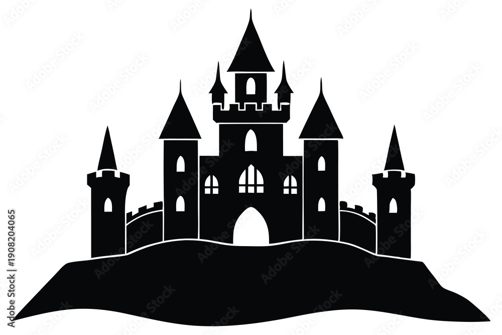Obraz premium Castle vector silhouette Single collection 