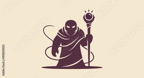 Mystical figure with orb staff