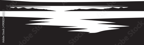 Monochromatic landscape with water reflection at sunset or sunrise