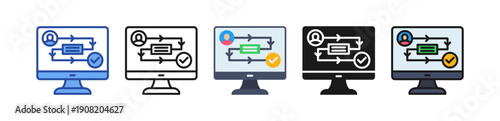Digital Workflow Icon Multi Style Illustration