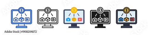 Digital Asset Icon Multi Style Illustration