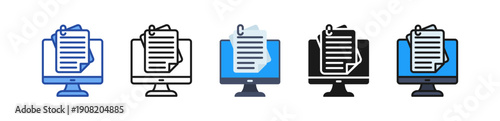Digital Document Icon Multi Style Illustration