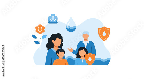 Family Celebrating World Water Day Together Near Water Body