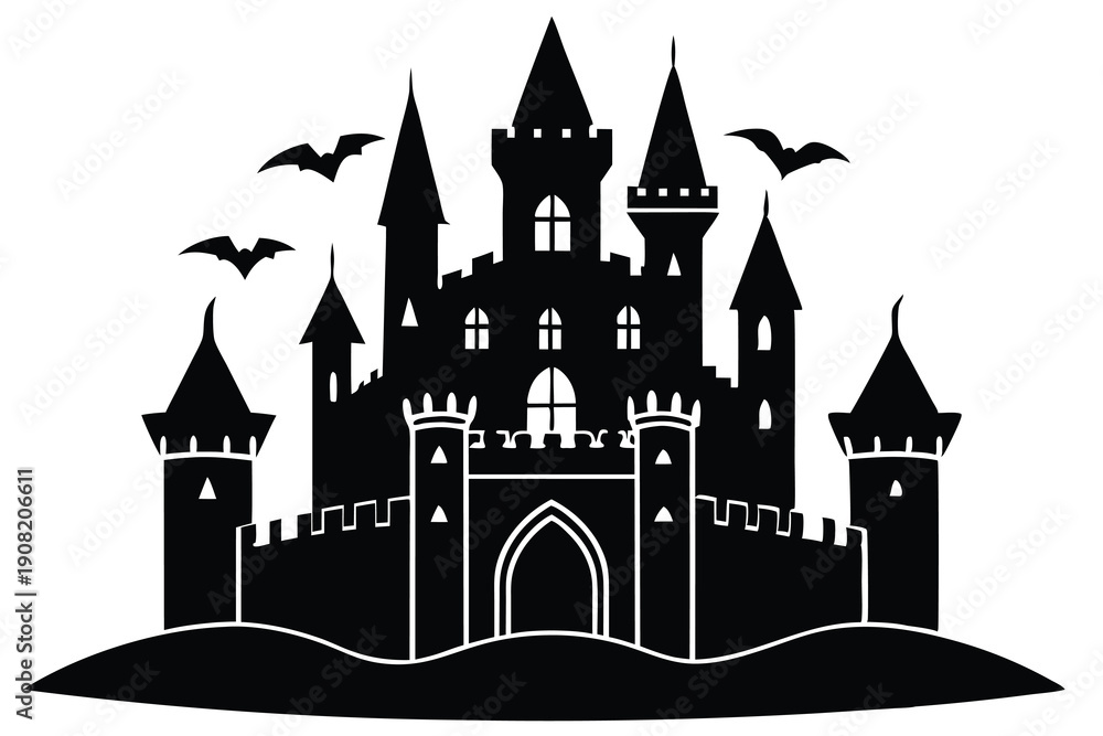 Obraz premium Castle vector silhouette Single collection 