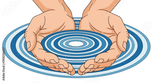 Celebrating World Water Day with Hands Holding Ripples in Water Serene Illustration View