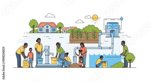 Community Celebrating World Water Day with Conservation Efforts Globally around Water Sources