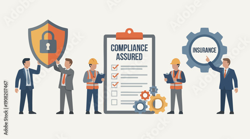 Businessmen with compliance and insurance.