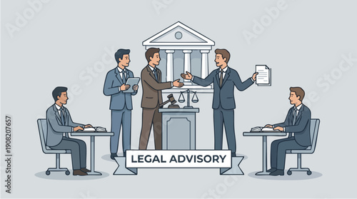 Businessmen in Suits Legal Advisory Meeting.