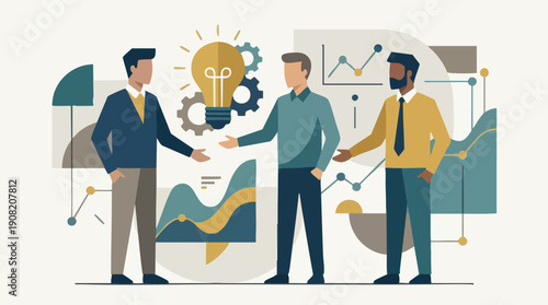 Businessmen Shaking Hands in Office.