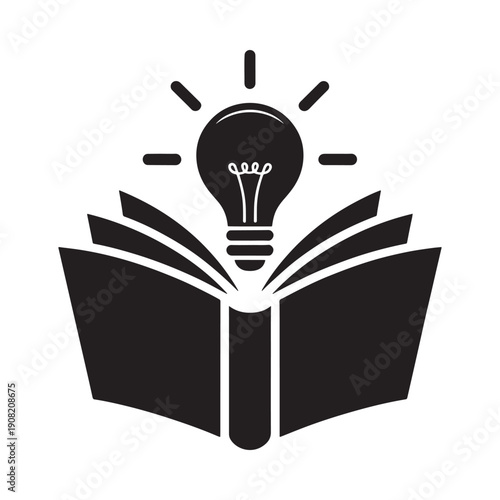 An open book with a glowing lightbulb positioned above its pages
