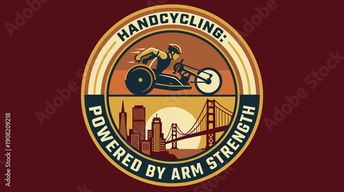 Handcycling athlete in a race through a coastal city, an emblem of strength and perseverance