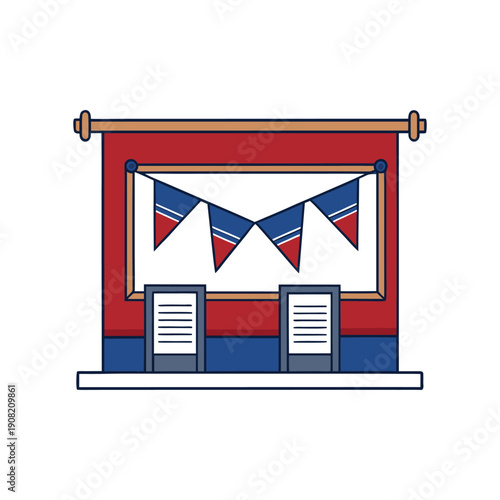 Set bundle national flag day voting booth vector illustration graphic design