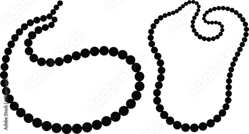 Abstract bead strings forming curved and spiral loops, minimal black circular design, creative geometric arrangement, modern decorative pattern for art, fashion, jewelry, and background concepts.